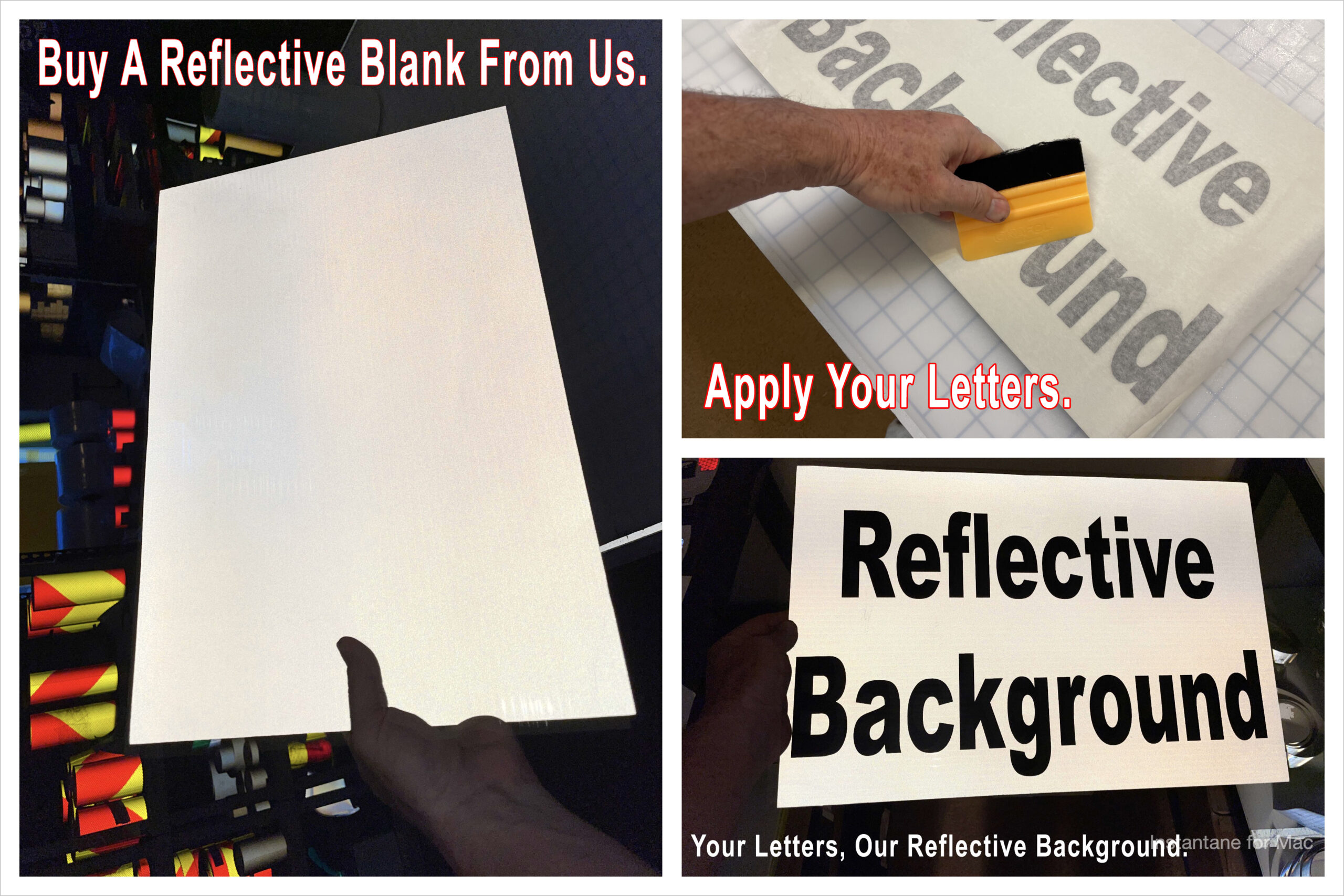 lettering a reflective sign blank